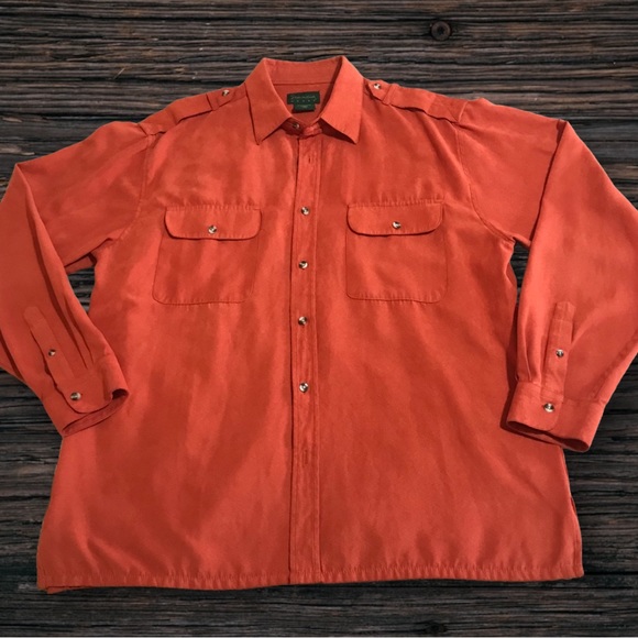 SCANDIA WOODS Safari Style Button Down Microfiber Suede Pilot Shirt - Picture 3 of 10